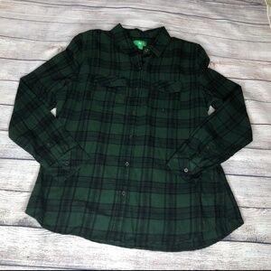 Dip Green Plaid Long Sleeve Shirt Size L